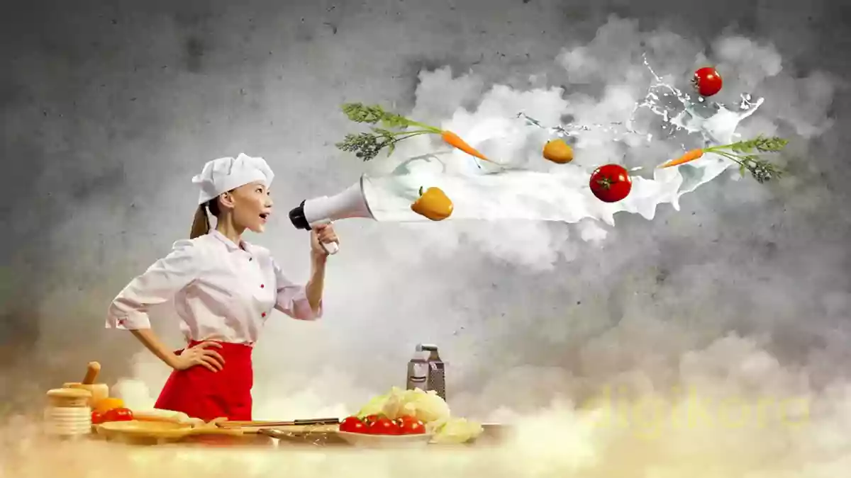 زنی با لباس سفید و قرمز در حال آشپزی